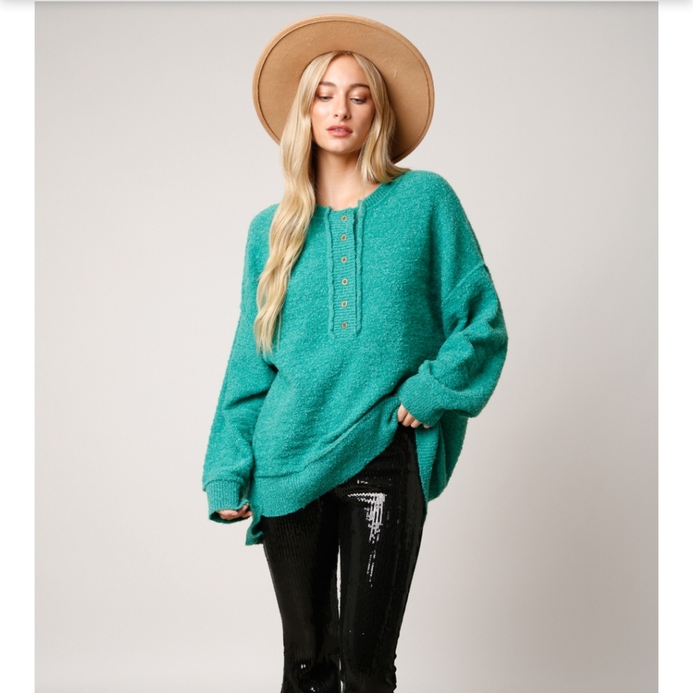 Peach love sweater. 1 in green and 1 in cream